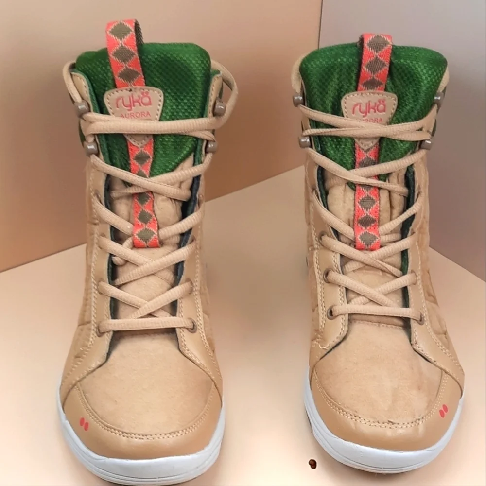 Ryka Aurora Boots Tan/Green High Top Sneaker Boots